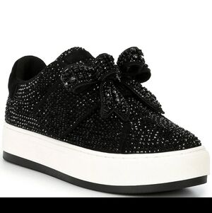Kurt Geiger Black Crystal Bow Sneakers